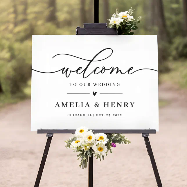 Minimalist Simple Script Wedding Welcome Sign | Zazzle