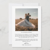 Minimalist Simple Script with Heart Wedding Photo Thank You Card (Back)