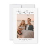Minimalist Simple Script with Heart Wedding Photo Thank You Card Minimalist Simple Script with Heart Wedding Photo Thank You Card