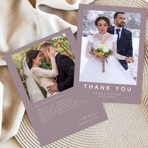 Minimalist Simple Script with Heart Wedding Photo  Thank You Card