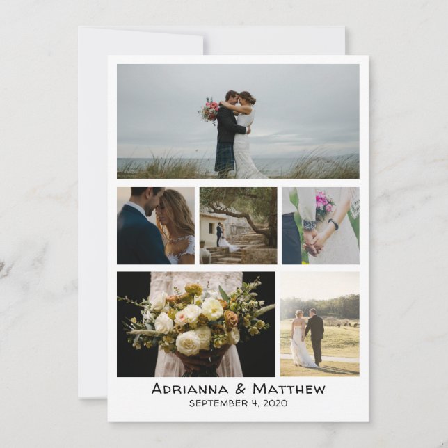 Minimalist Simple Six Photo Wedding Thank you (Front)