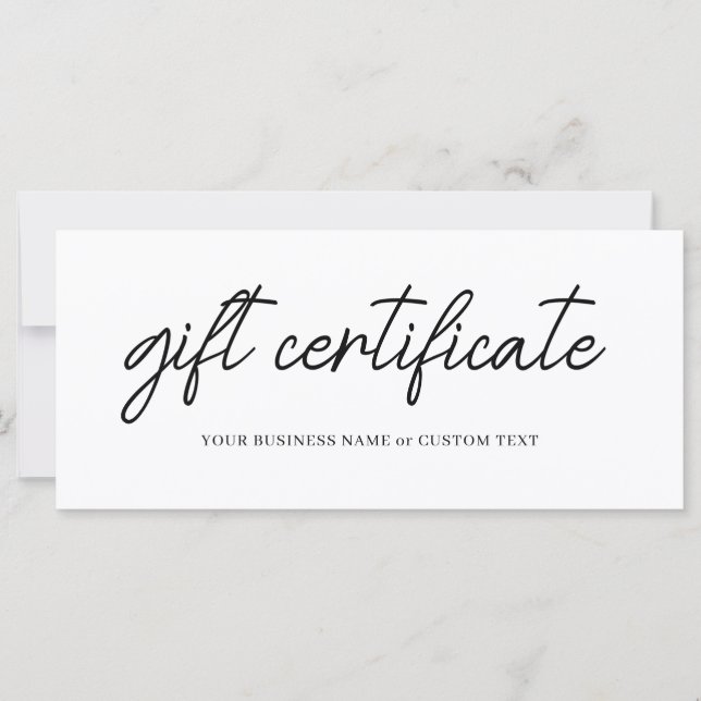Minimalist Simple Small Business Gift Certificate (Front)