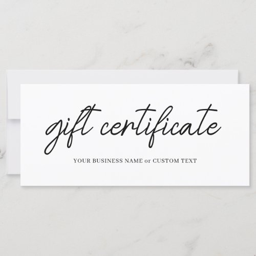 Minimalist Simple Small Business Gift Certificate