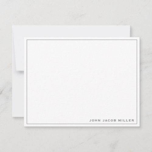 Minimalist Simple Square Border Dark Silver Gray Note Card