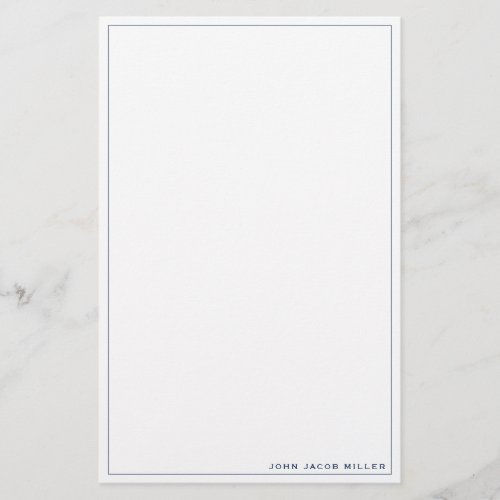 Minimalist Simple Square Border Navy Blue Stationery