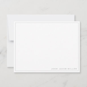 Minimalist Simple Square Border Silver Gray Note Card