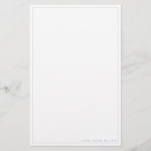Minimalist Simple Square Border Silver Gray Stationery