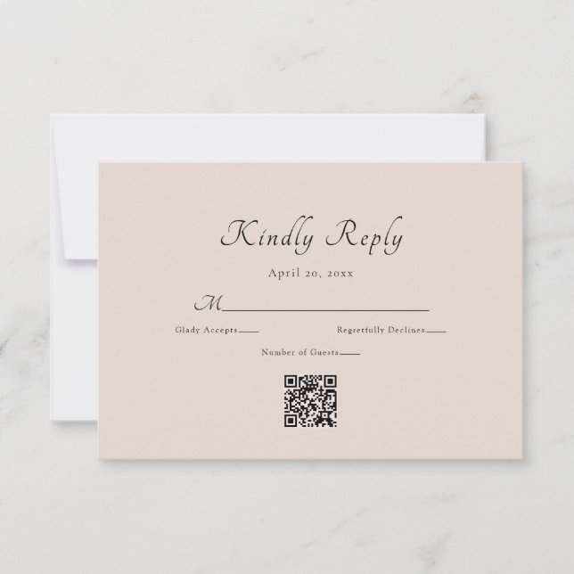 Minimalist Simple Stylish Chic Wedding RSVP Card (Front)