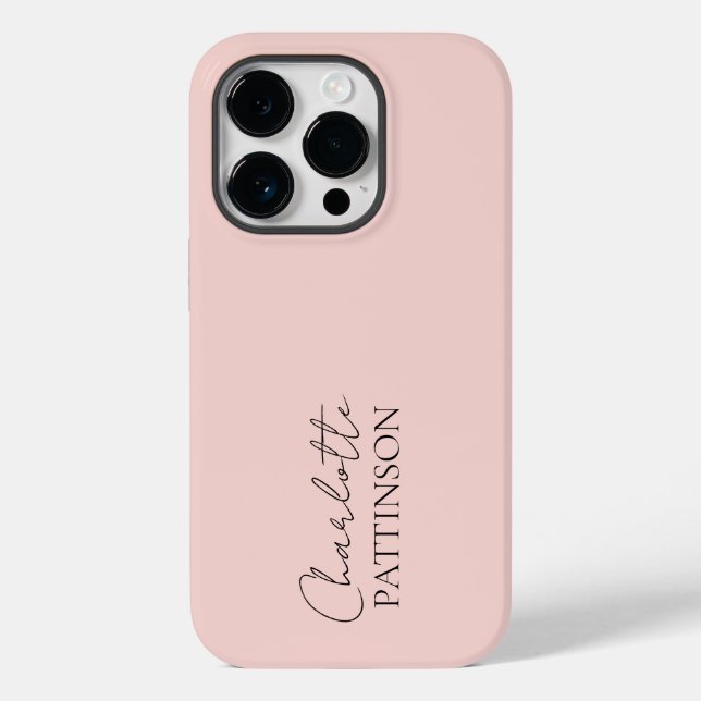  Minimalist Simple Stylish Custom Name  Blush Pink Case-Mate iPhone Case (Back)