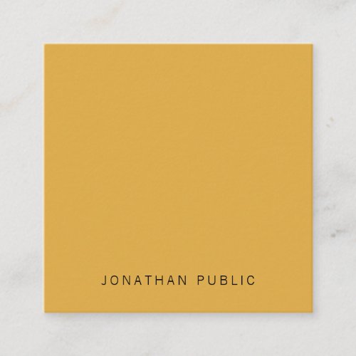 Minimalist Simple Template Yellow Brown Elegant Square Business Card