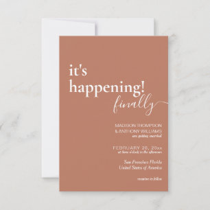 Minimalist Simple Terracotta Photo Wedding Invitation