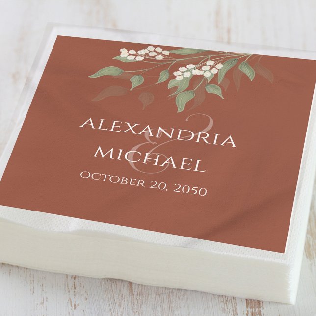 Minimalist Simple Terracotta  Wedding Calligraphy Napkins (Creator Uploaded)