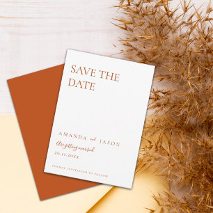 Minimalist Simple Terracotta Wedding Save The Date