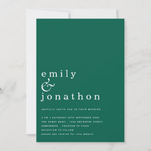 Minimalist Simple Text QR Code Emerald Wedding Invitation