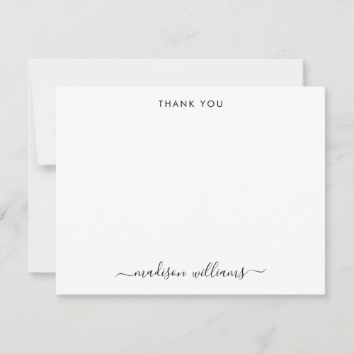 Minimalist Simple Thank You Modern Script Name Note Card