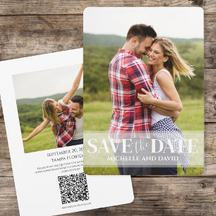 Minimalist Simple Two Photo   QR Code Website Save The Date
