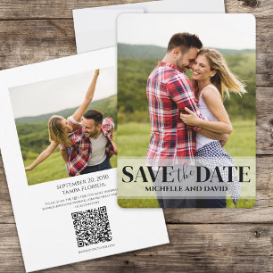 Minimalist Simple Two Photo QR Code Website Save The Date