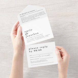 Minimalist Simple Typography Any Color Wedding All In One Invitation