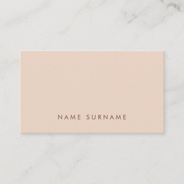 Minimalist Simple Typography Peach Business Card (Front)