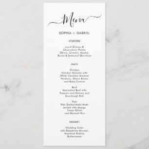 Minimalist Simple Typography Wedding Menu Card