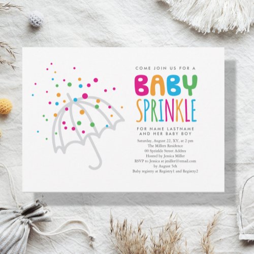 Minimalistic White Modern Baby Sprinkle Invitation 5" X 7" Invitation Card