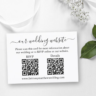 Minimalist Simple Wedding 2 QR RSVP Details Enclosure Card