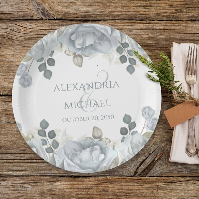 Minimalist Simple Wedding Calligraphy Template Pap Paper Plates (Creator Uploaded)