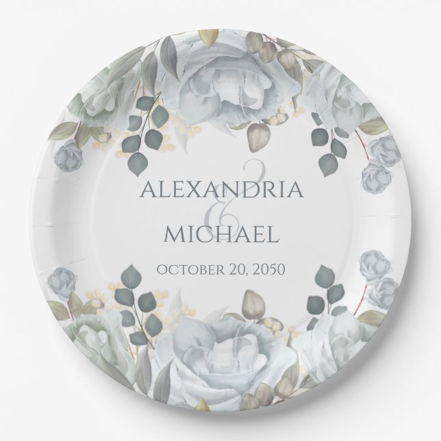 Minimalist Simple Wedding Calligraphy Template Pap Paper Plates (Front)