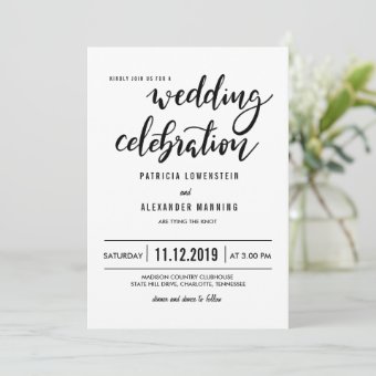 Minimalist Simple Wedding Celebration Typography Invitation | Zazzle