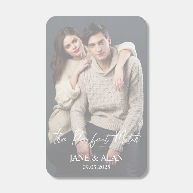 minimalist Simple wedding couple Photo Matchboxes (Front)