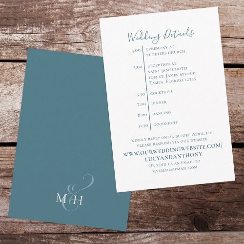 Minimalist Simple Wedding Details Timeline  Enclos Enclosure Card