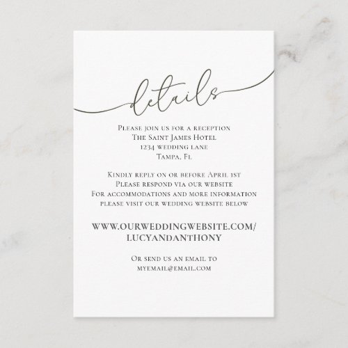 Minimalist Simple Wedding Details Website Template