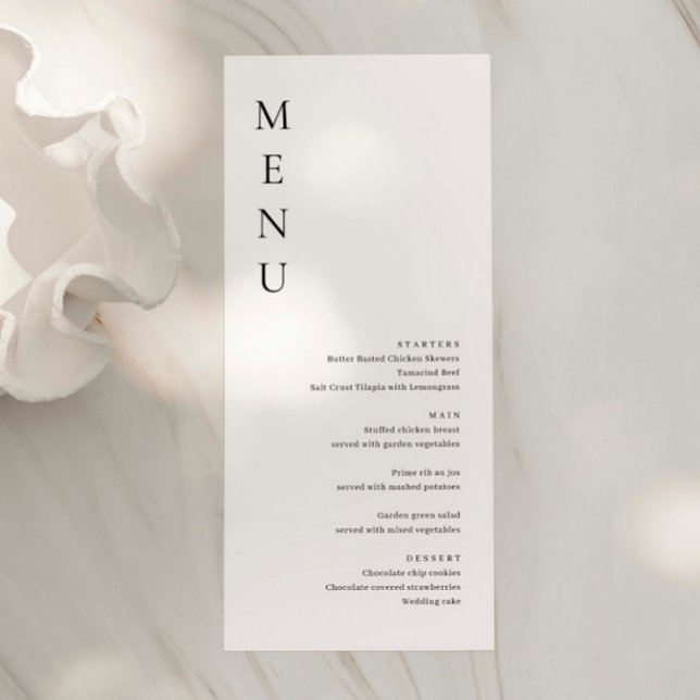 Minimalist Simple Wedding Menu Card (Creator Uploaded)
