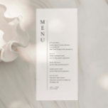 Minimalist Simple Wedding Menu Card<br><div class="desc">Designed to coordinate with our Minimalist Menu Collection,  this customizable matching wedding menu card features a clean and simple layout,  with classic font. For more advanced customization of this design,  e.g. changing layout,  font or text size please click the "CUSTOMIZE" button above. Please contact me for any questions!</div>