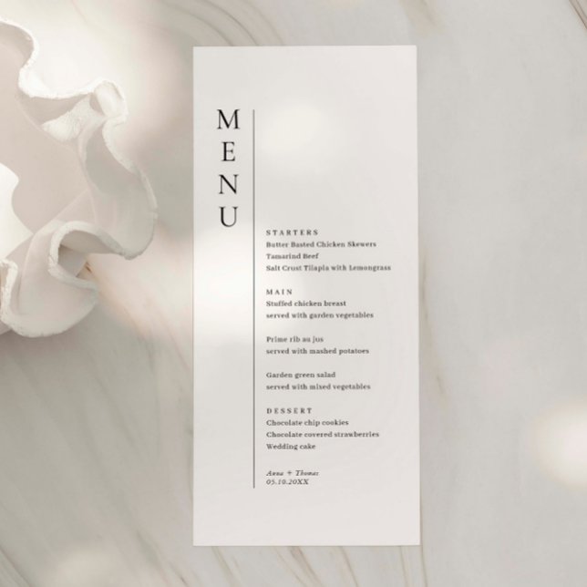 Minimalist Simple Wedding Menu Card (Creator Uploaded)