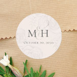Minimalist Simple Wedding Monogram Blush Floral Classic Round Sticker<br><div class="desc">A simple thank you favor monogram envelope seal label sticker template. this design features a minimalist simple thank you template, blush colored favor sticker label decal layout, modern elegant classic formal reception, wedding bride-groom names, candy buffet bar cookie, create your labels, doggie pet treat to take one, custom customize whimsical...</div>