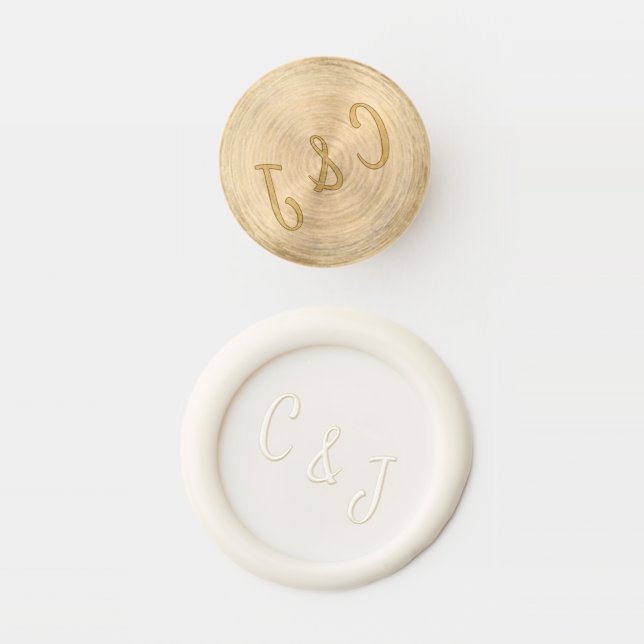 Minimalist Simple Wedding Monogram Wax Seal Stamp (Stamped)