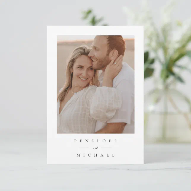 Minimalist Simple Wedding Photo Thank You Card | Zazzle