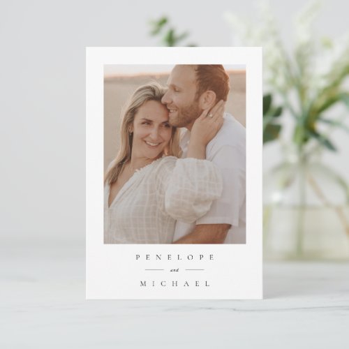 Minimalist Simple Wedding Photo Thank You Card