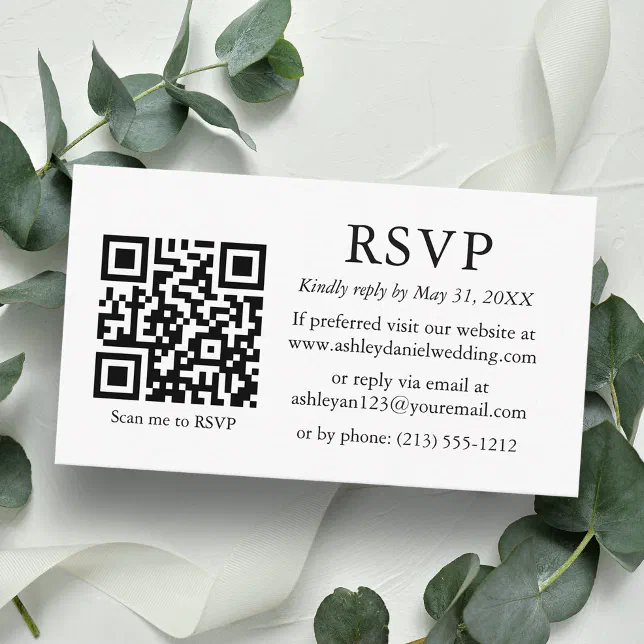 Minimalist Simple Wedding Qr Rsvp Enclosure Card Zazzle