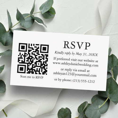 Minimalist Simple Wedding QR RSVP Enclosure Card