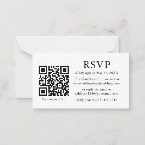 Minimalist Simple Wedding QR RSVP Enclosure Note Card