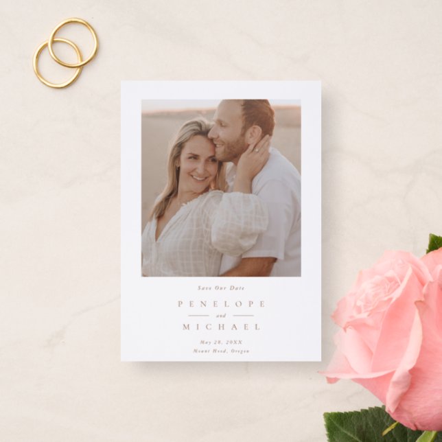 Minimalist Simple Wedding Save the Date Letterpress Photo Cards (Front)