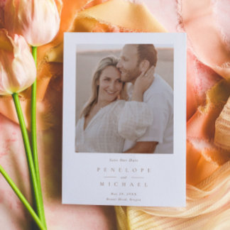 Minimalist Simple Wedding Save the Date Letterpress Photo Cards