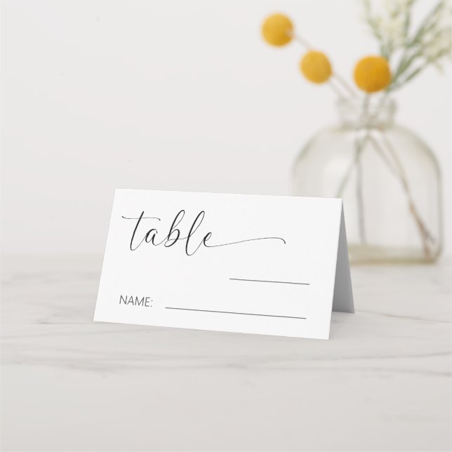 Minimalist Simple Wedding Table Number Place Card (Front)