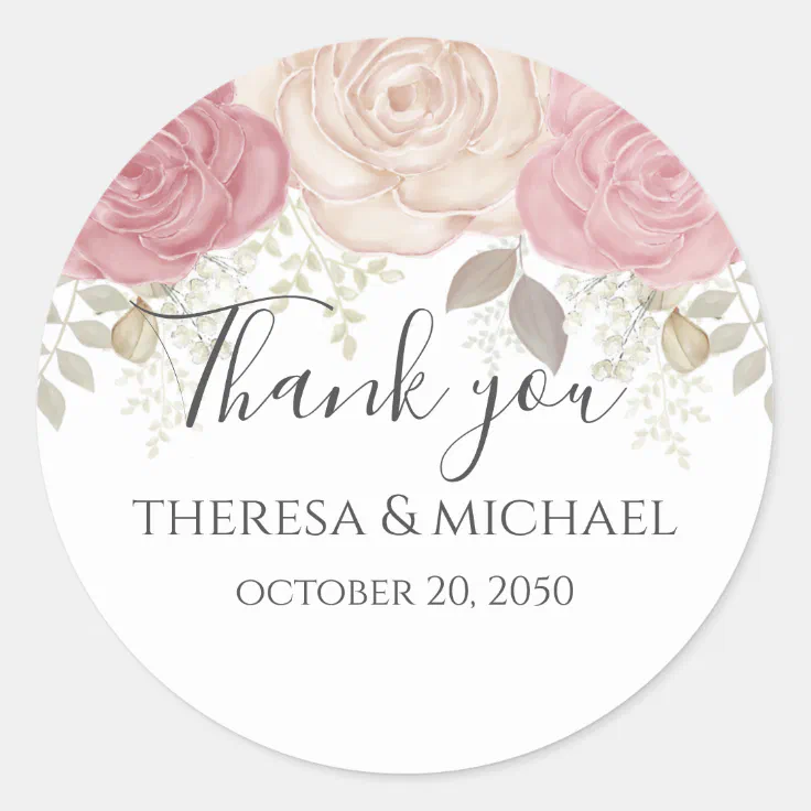 Minimalist Simple Wedding Thank You Template Class Classic Round ...