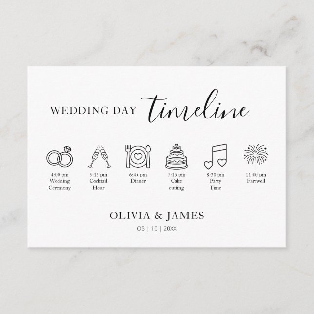 Minimalist Simple Wedding Timeline Enclosure Card (Front)