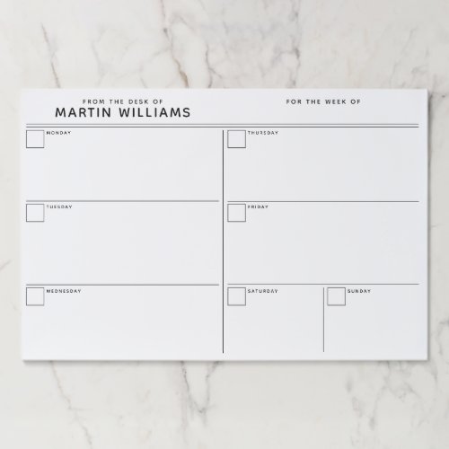 Minimalist Simple Weekly Organizer Desk Paper Pad