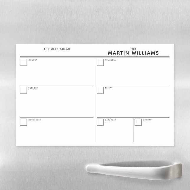 Minimalist Simple Weekly Organizer Magnetic Dry Erase Sheet (In Situ)