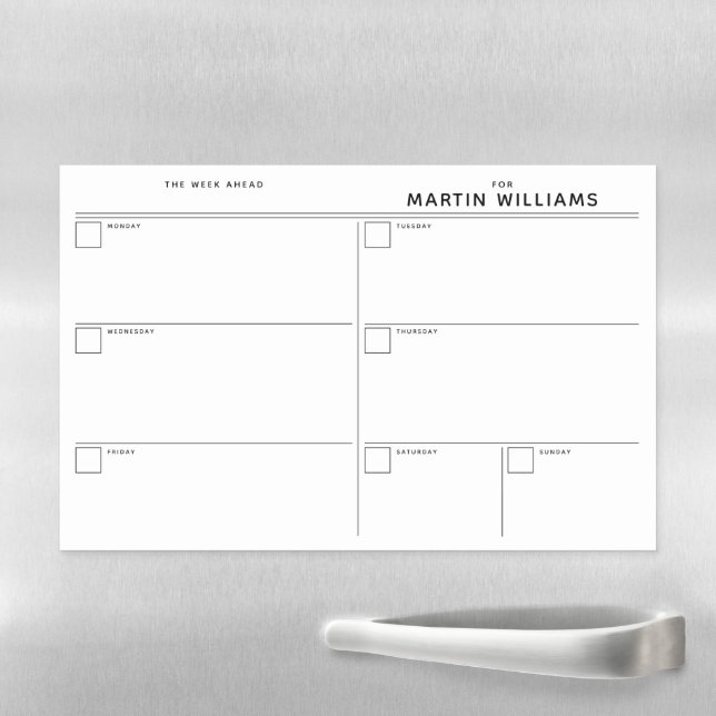 Minimalist Simple Weekly Organizer Magnetic Dry Erase Sheet (In Situ)